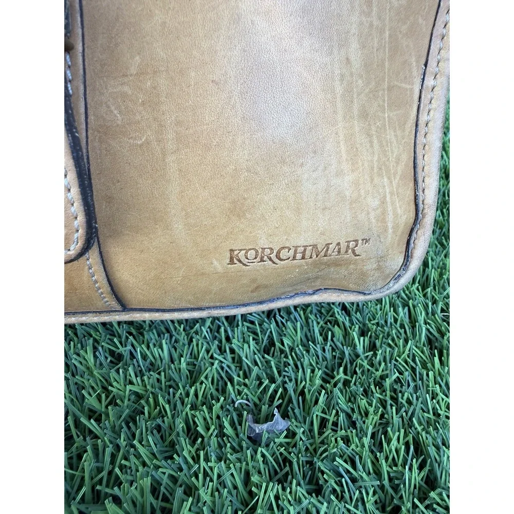 Vintage Korchmar Tan Leather Briefcase Double Buckle Business Work Bag